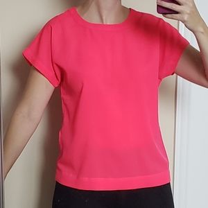 Banana Republic Neon Crepe Short Sleeve Blouse Sz S